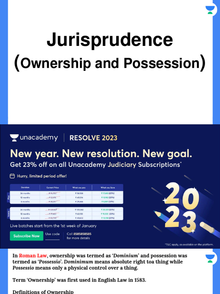 jurisprudence 6 Ownership and Possession PDF Ownership