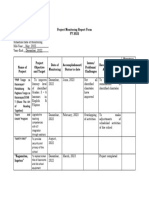 Project Monitoring Report Form