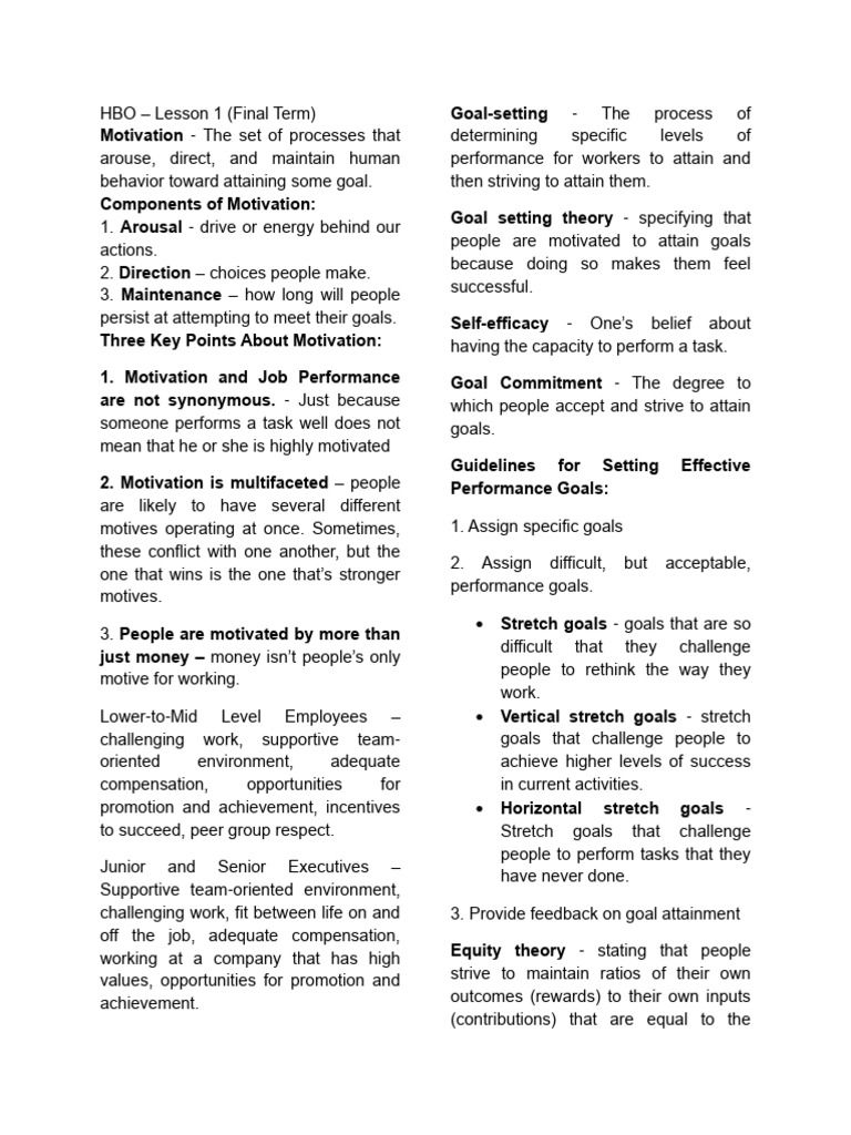 Understanding Motivation in the Workplace | PDF | Goal | Goal Setting