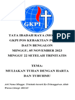 Tata Ibadah Minggu 05 November 2023