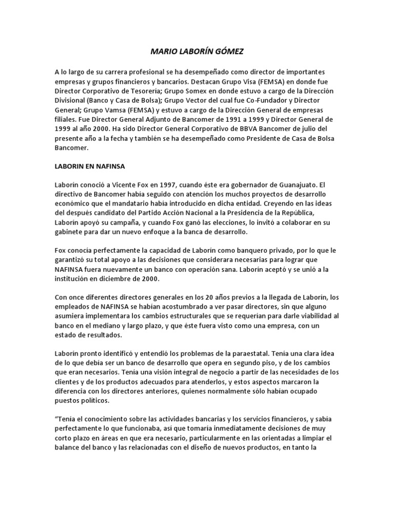 Mario Laborín Gómez | PDF | Pequeñas y medianas empresas | Bancos