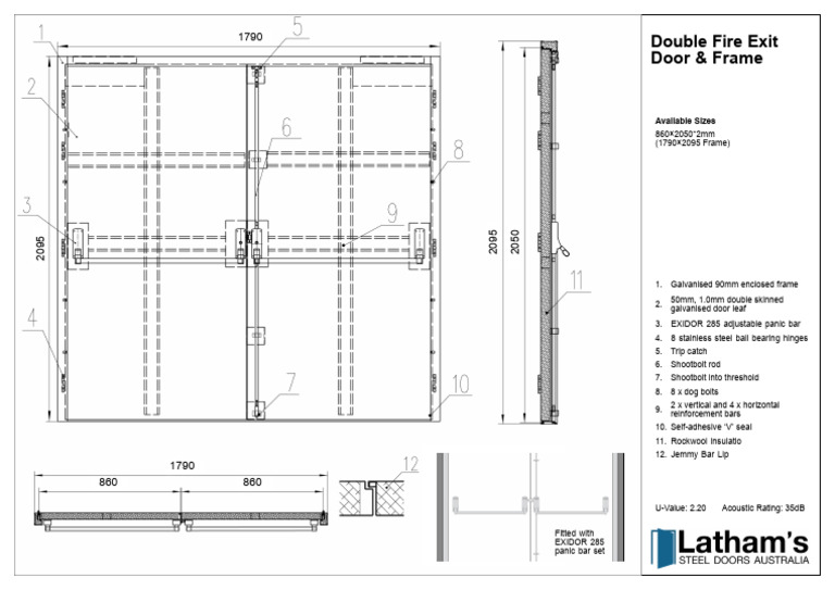 Double Fire Exit Door Frame CAD | PDF