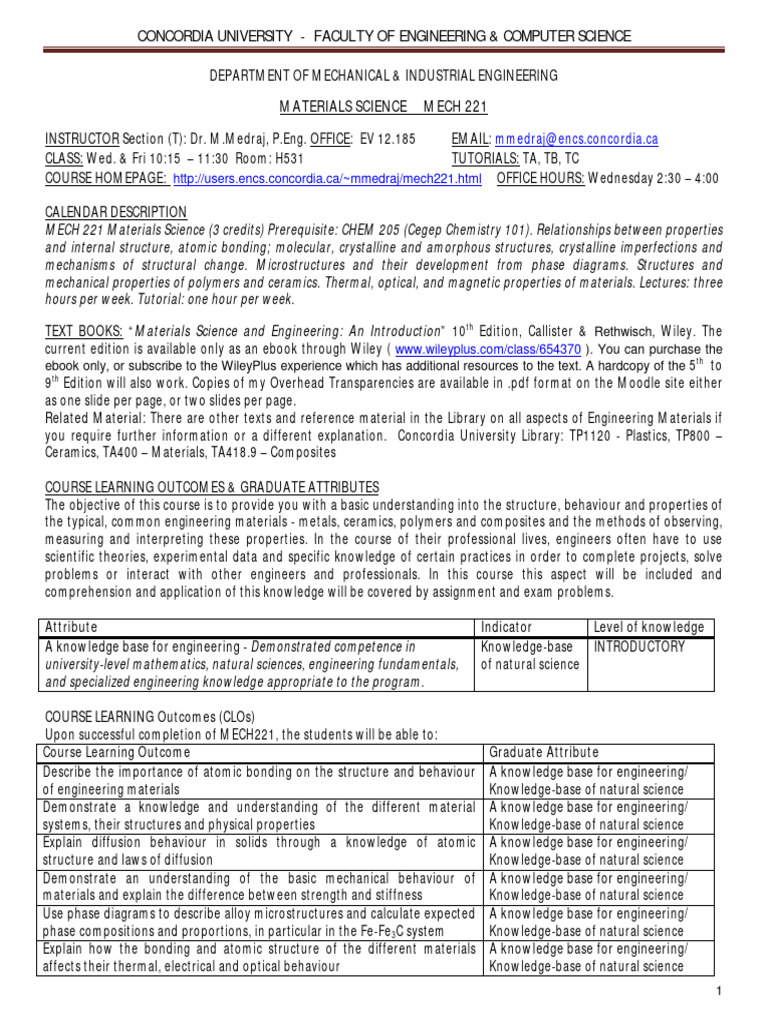 outline | PDF | Materials Science | Natural Sciences