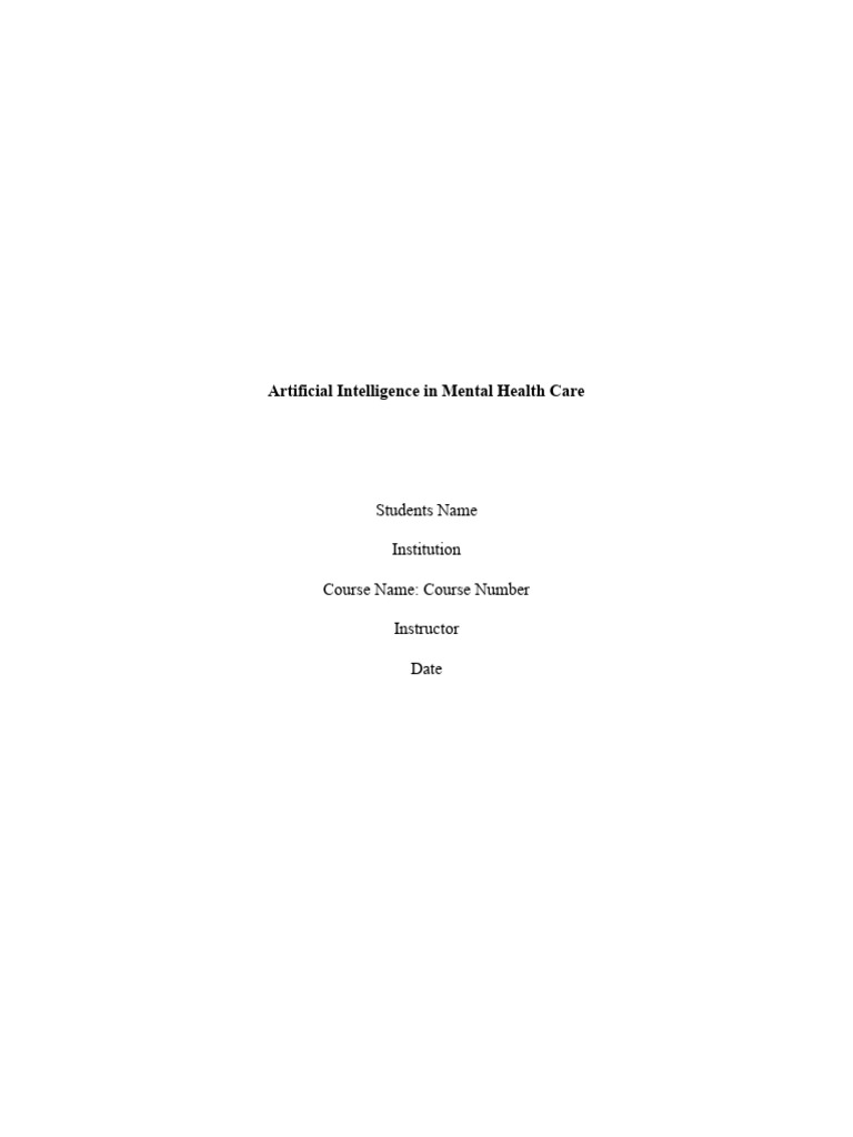 Artificial Intelligence in Mental Health Care 6366 | PDF | Health Care ...