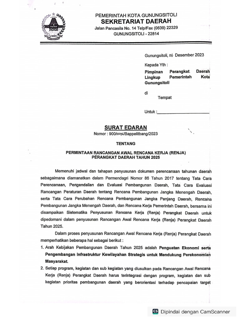 Permintaan Ranwal Renja 2025 Pdf