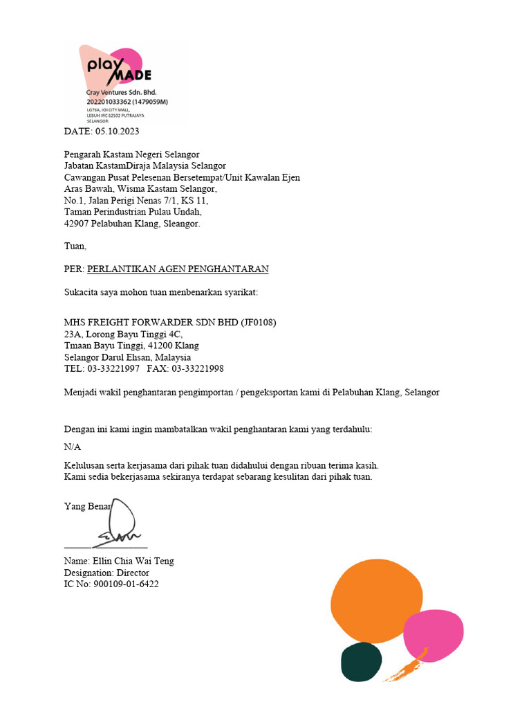 Forwarder Appointment Letter | PDF