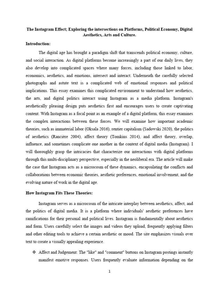 The Instagram Effect Pdf Aesthetics Theory