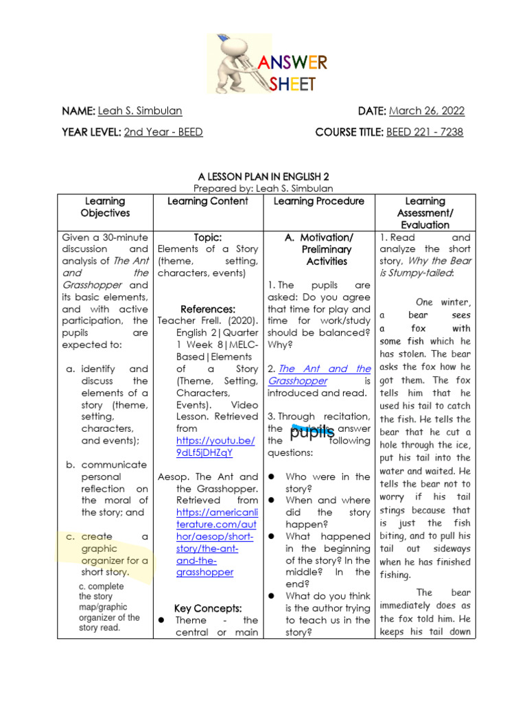 LSS BEED 221 Teaching English in The Elementary Grades Through