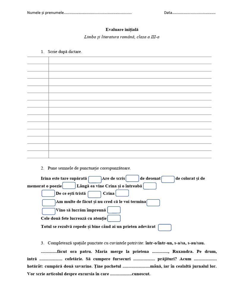 7 Evaluare Initiala CLR | PDF