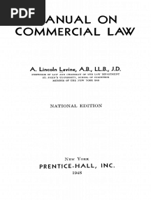 Manual On Commercial Law (1948) Lavine, A. Lincoln