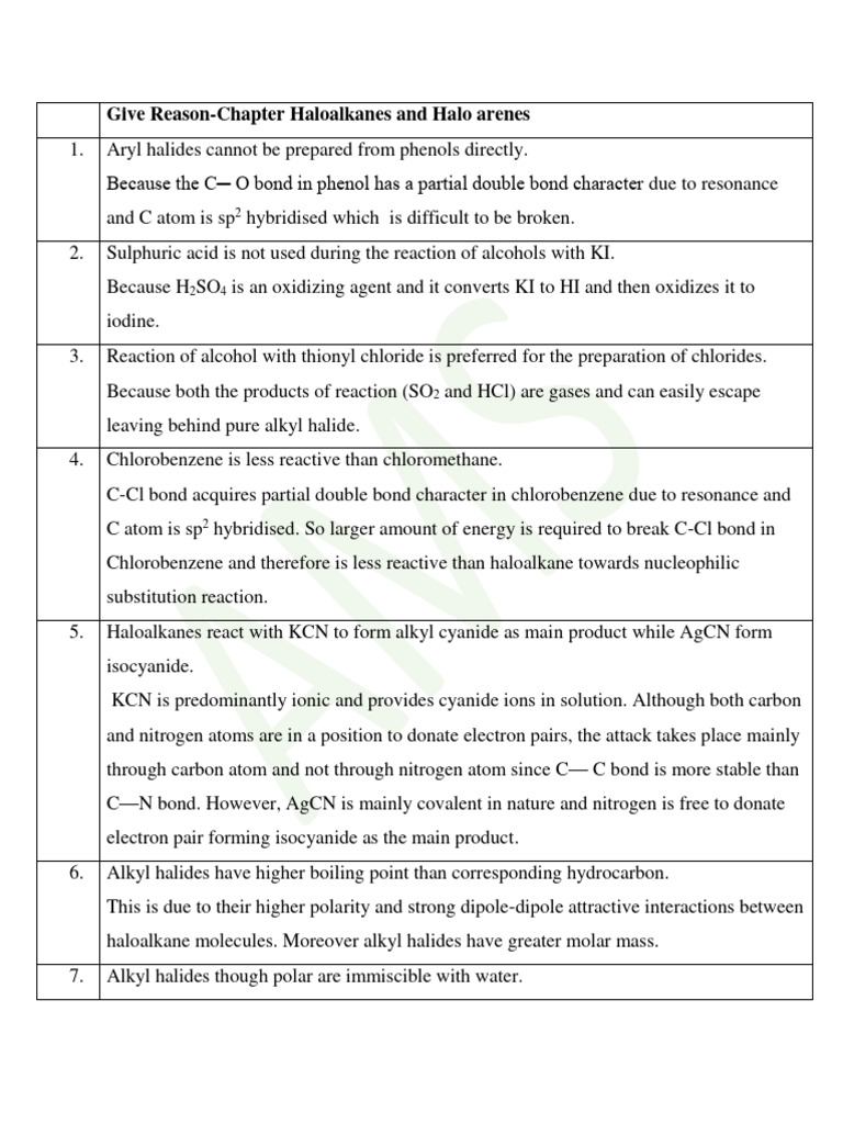 Key Concepts in Haloalkanes & Haloarenes | PDF | Chemical Reactions ...
