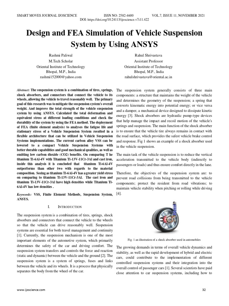 FEA Analysis of Vehicle Suspension System | PDF | Strength Of Materials ...