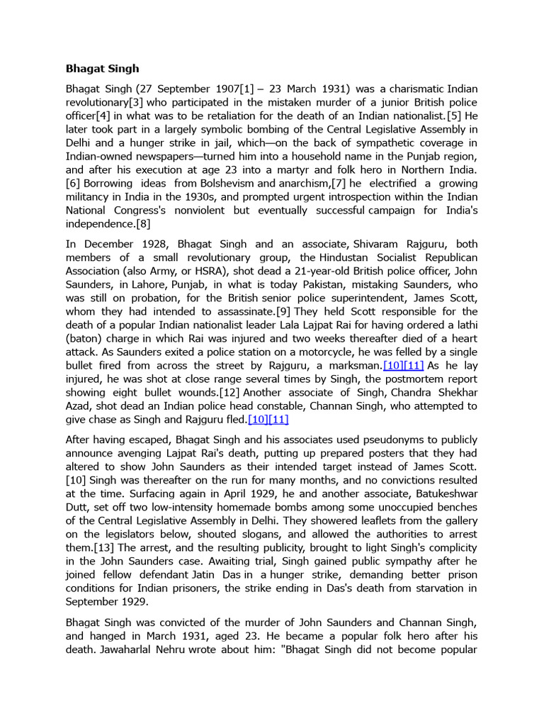 Bhagat Singh Pdf Indian Independence Movement Indian Nationalism