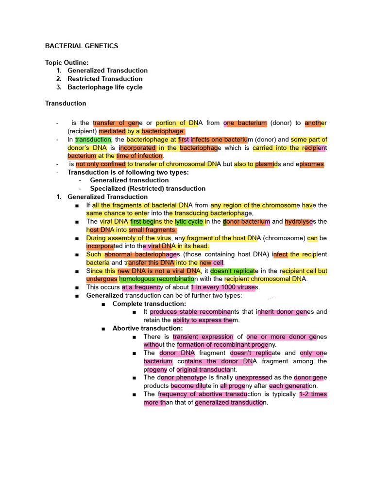 Generalized vs Specialized Transduction | PDF | Bacteriophage | Virus