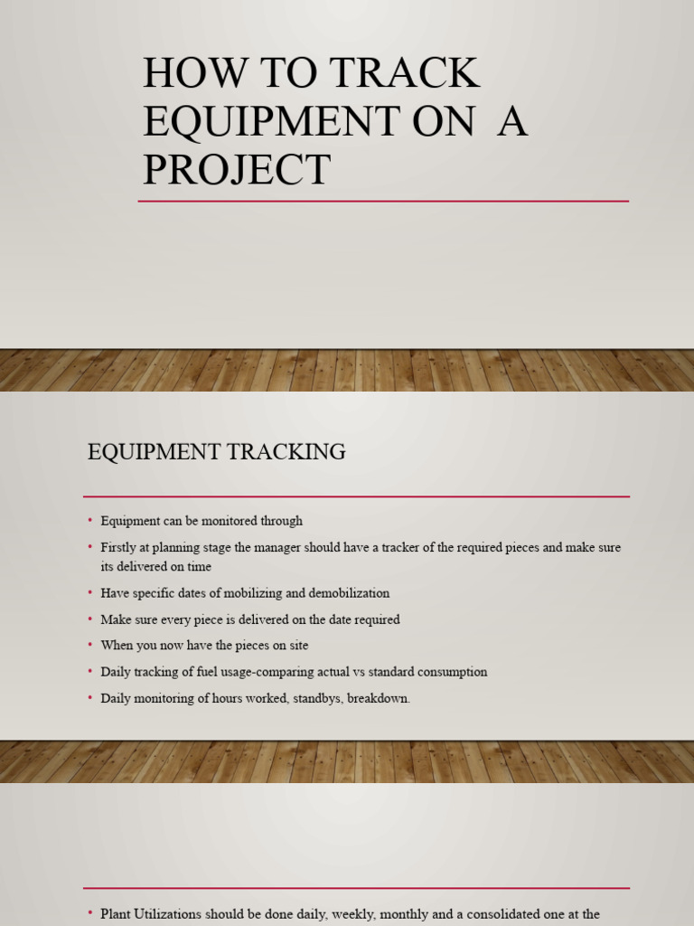 How To Track Equipment On A Project PDF