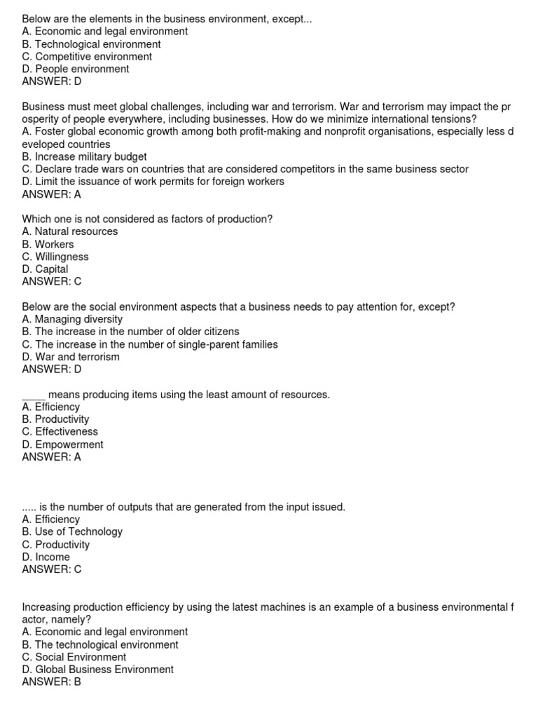 Key Elements of Business Environment Analysis | PDF | Economic System ...