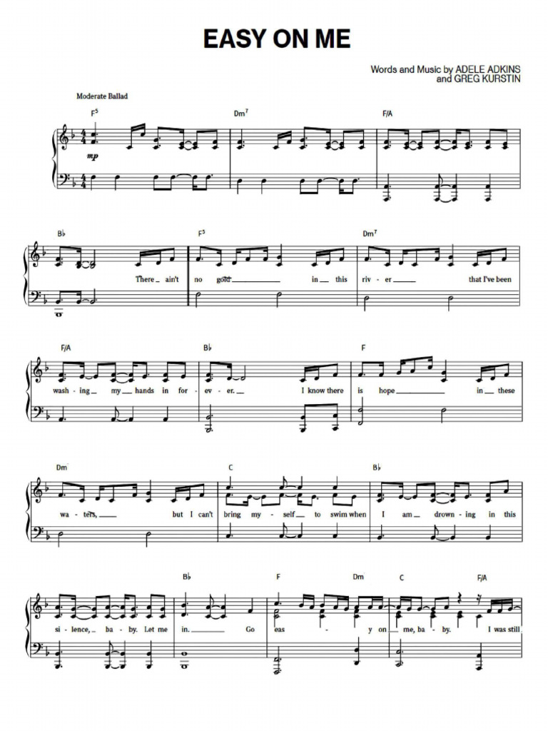 Easy On Me PIANO PDF