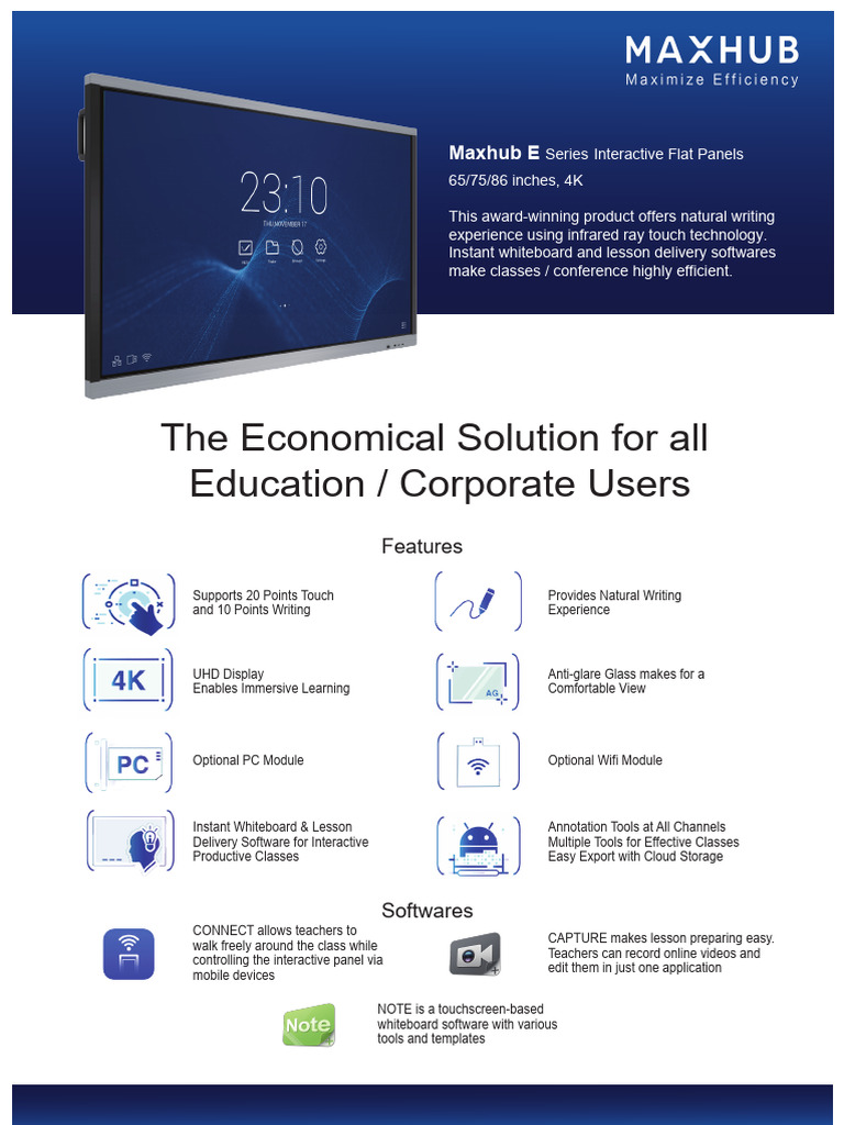 Maxhub E Series Interactive Panels | PDF | Hdmi | Usb