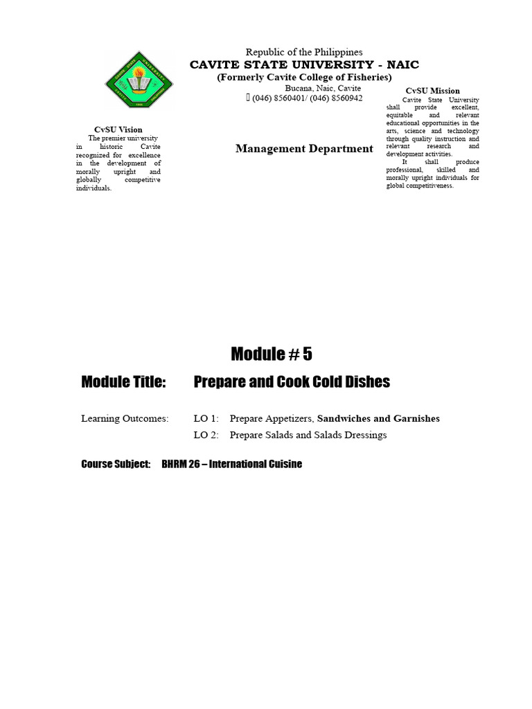 Preparing Cold Dishes PDF Hors D'oeuvre Salad