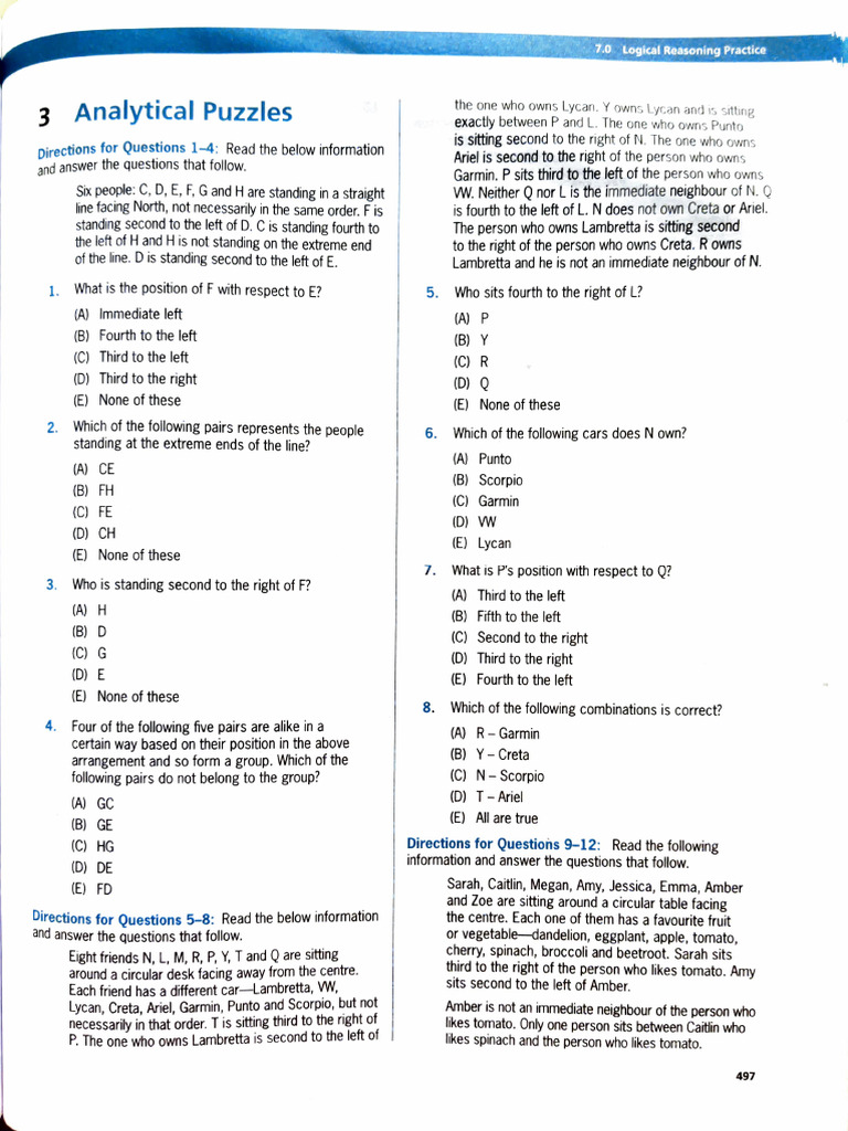 NMAT Logical Reasoning Practice Questions | PDF | Matrix (Mathematics)