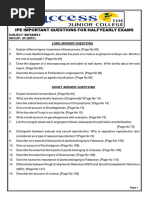 1st Year Botany Halfyearly Important Questions