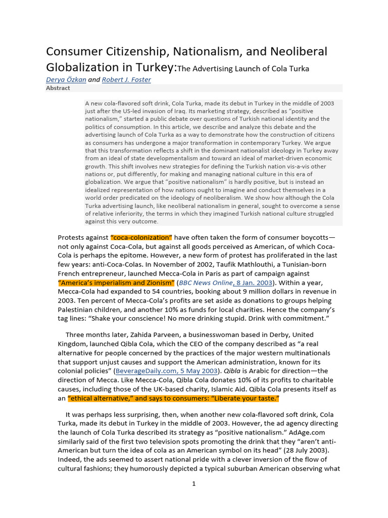 Consumer Citizenship, Nationalism, and Neoliberal Globalization in ...