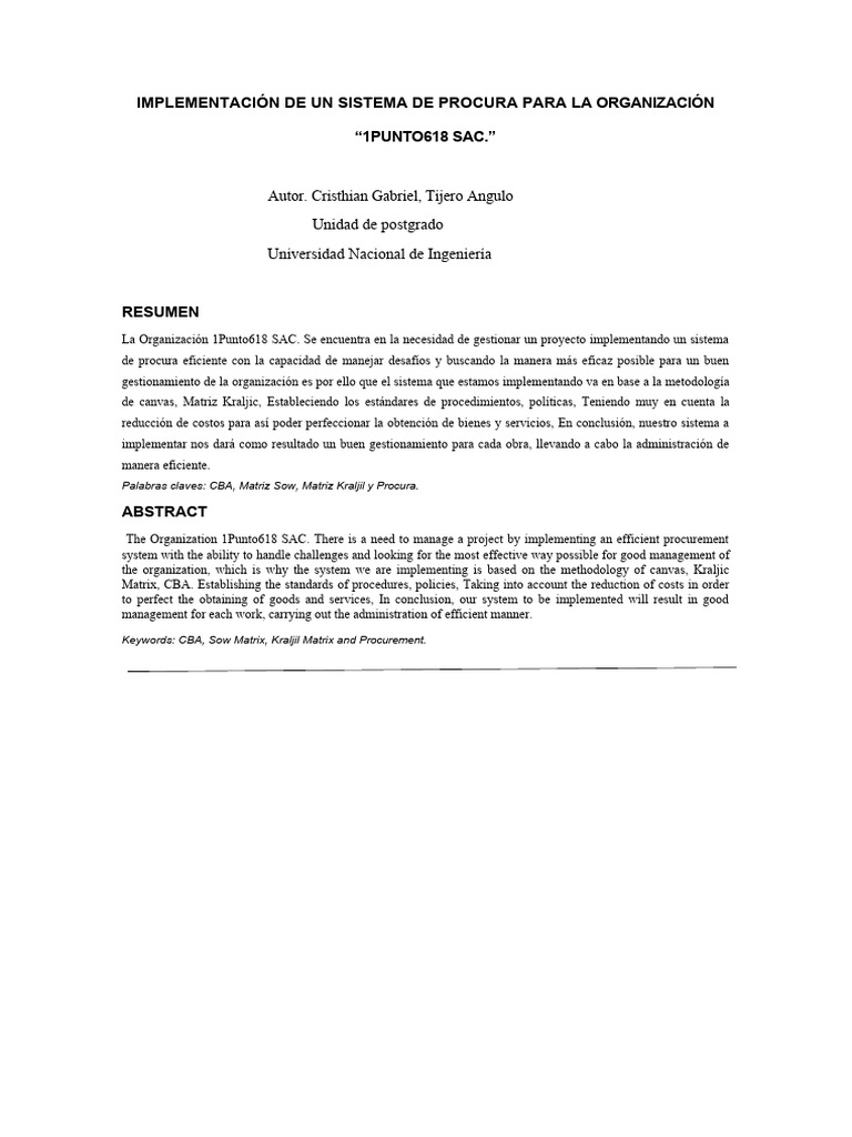 Sitema de Procura | PDF | Business | Planificación