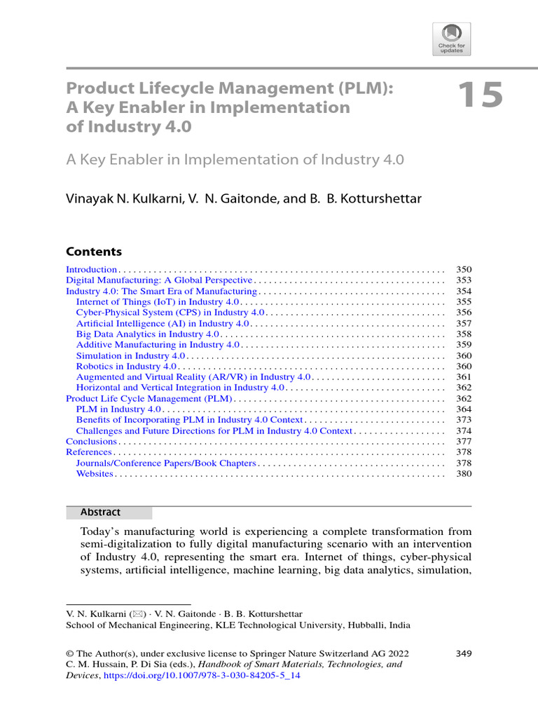 Product Lifecycle Management (PLM) : A Key Enabler in Implementation of ...
