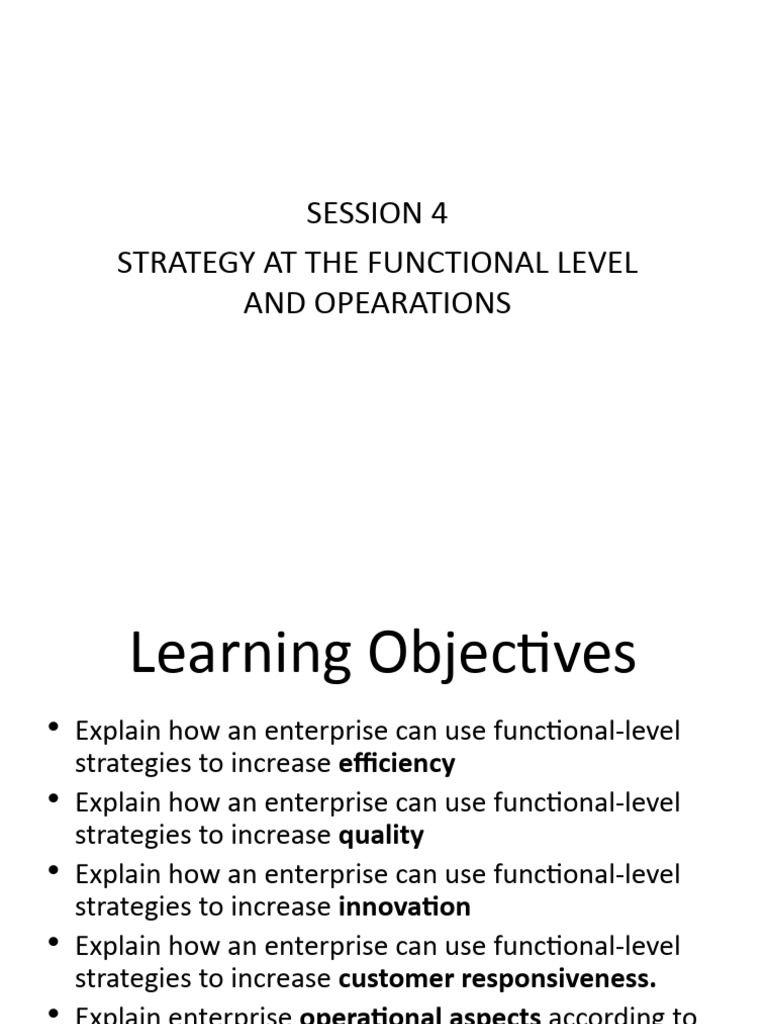 Functional-Level Strategies for Success | PDF | Human Resource ...