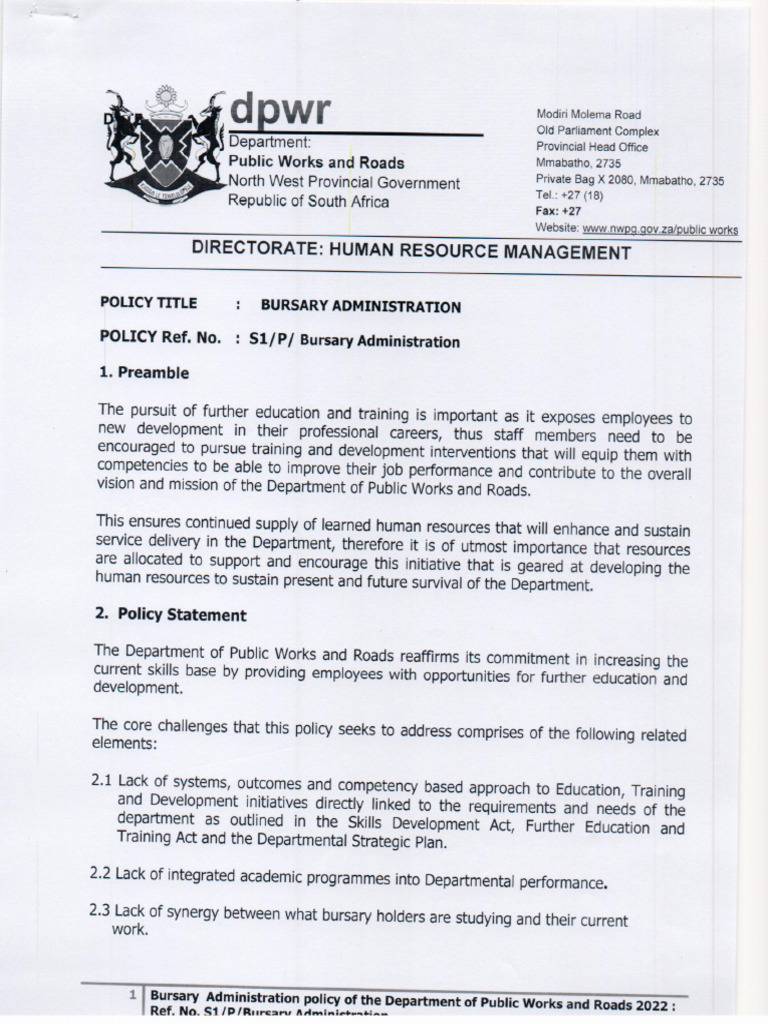 Bursary Policy | PDF