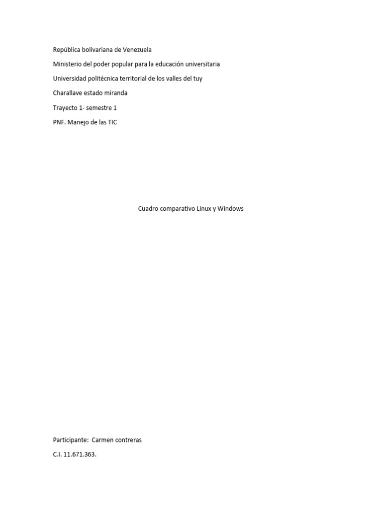 Comparativa Linux y Windows | PDF | Microsoft Windows | Distribución de ...