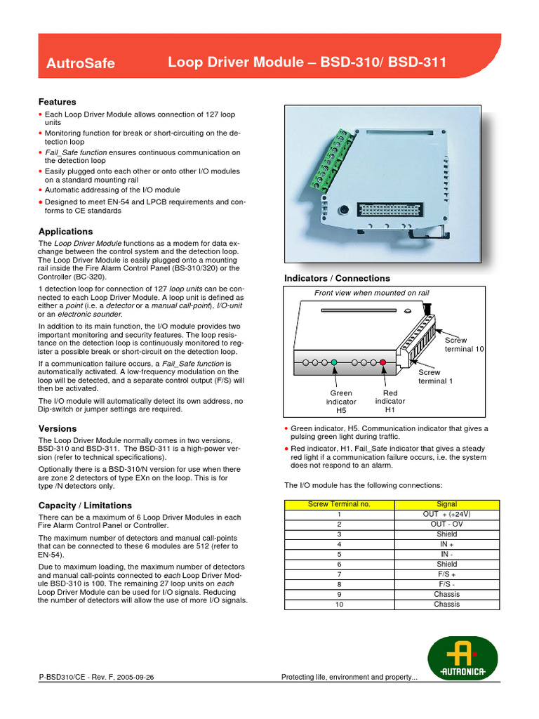Autronica BSD-310 Loop Driver Module | PDF | Electrical Resistance And ...