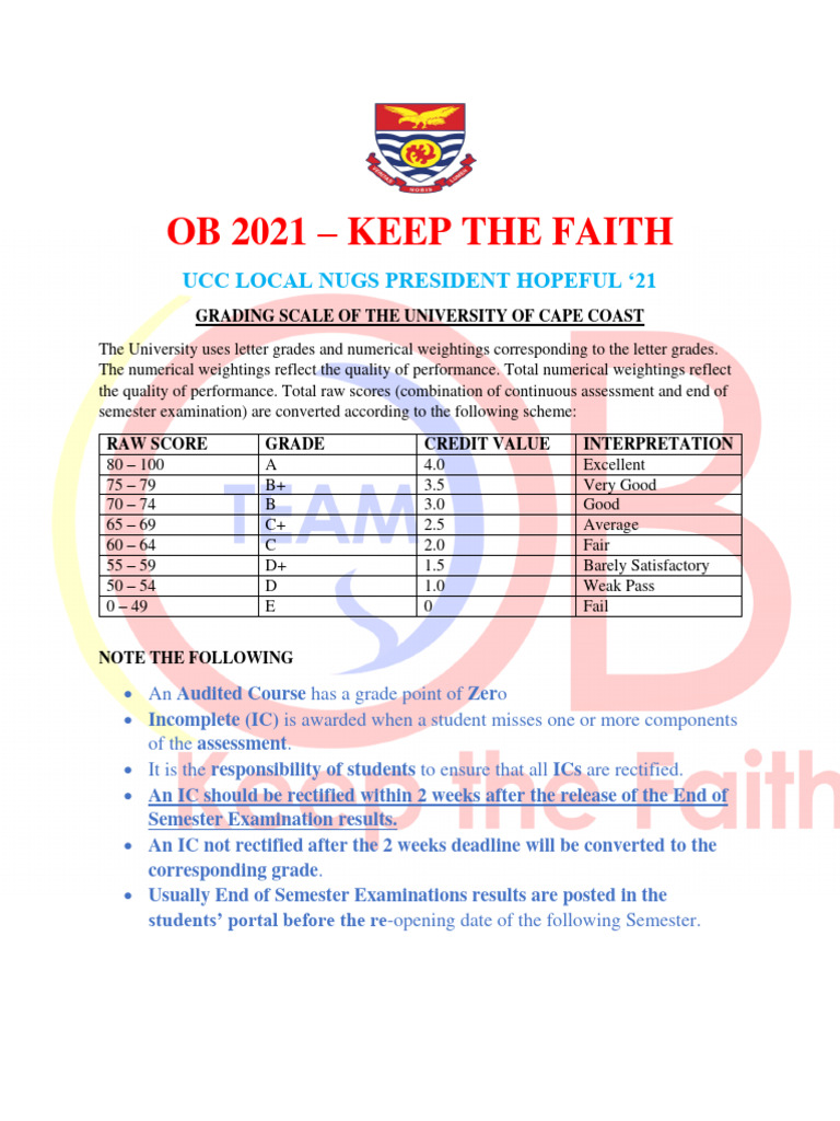 UCC Grading System and GPA Calculation | PDF | Course Credit ...