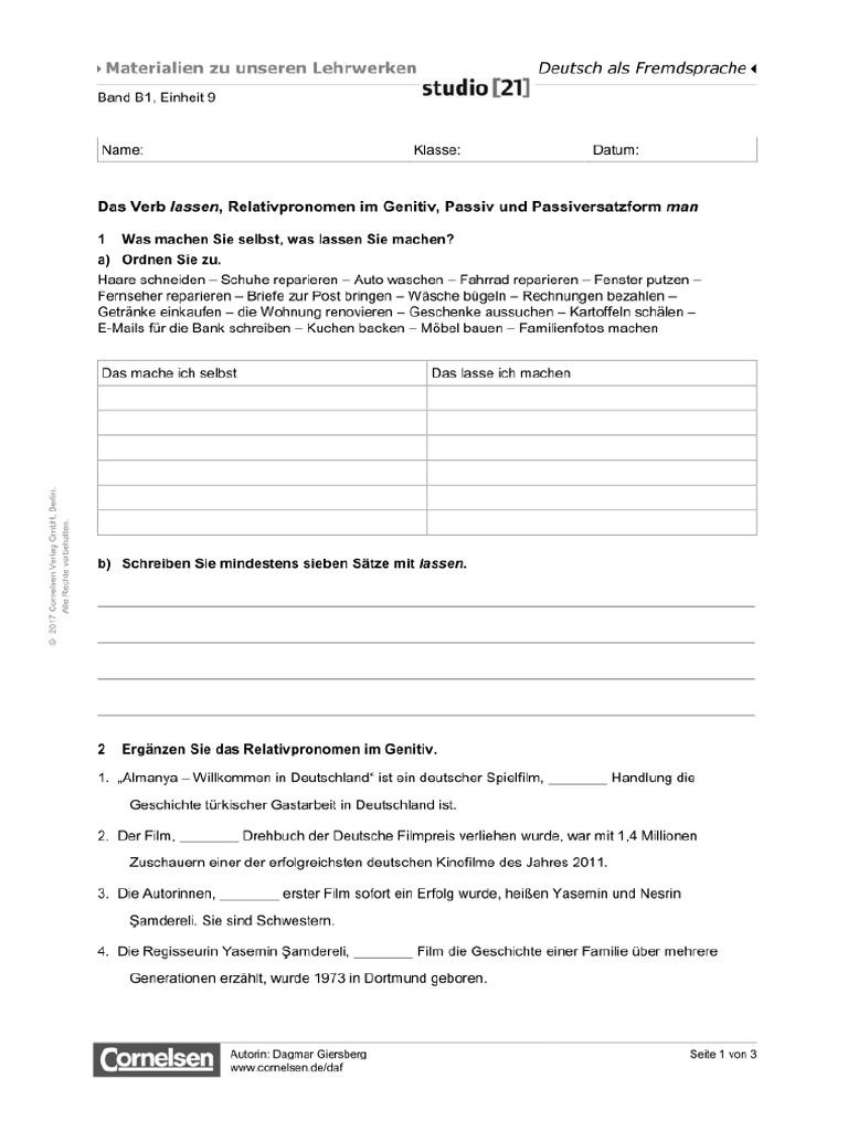 Studio21 b1 Einheit 9 GR | PDF