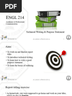 ENGL 214 Report Technical Writing & Purpose Statement