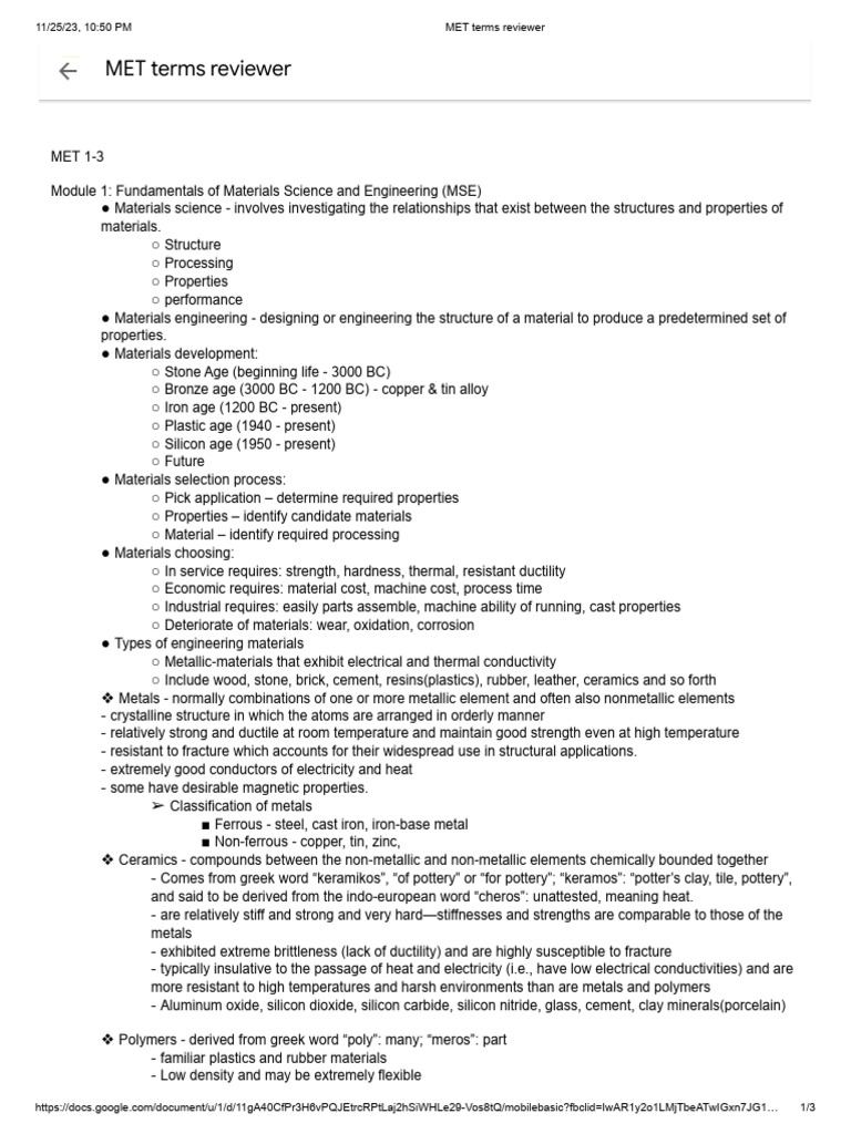 Materials Engineering and Testsing PDF Materials Science