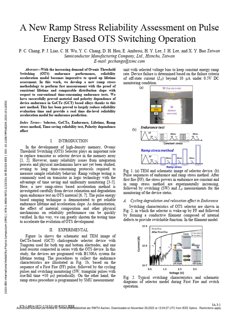 New Ramp Stress Method for OTS Reliability | PDF | Reliability ...