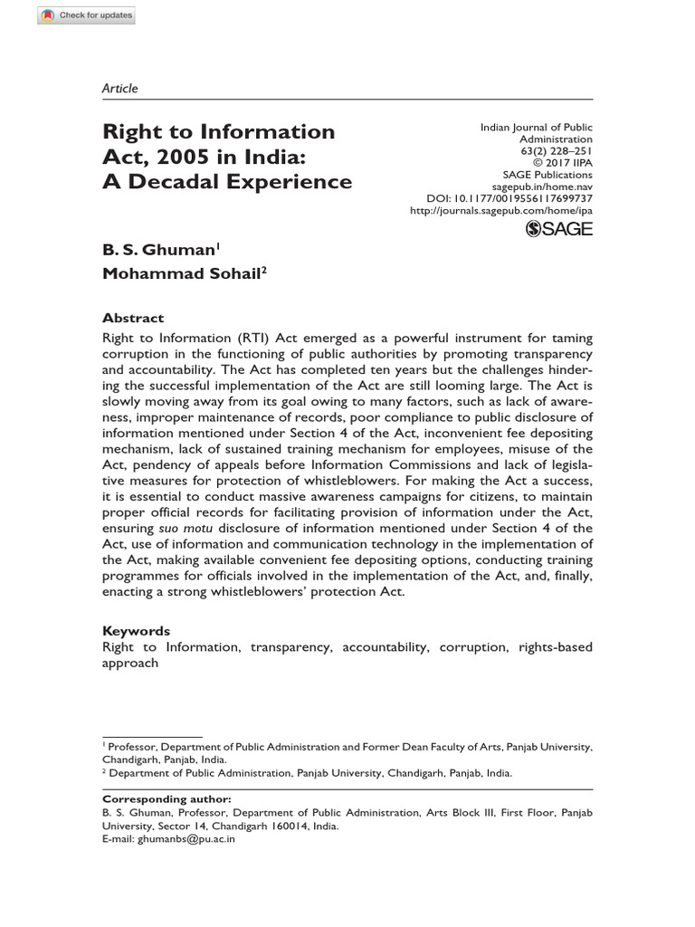 Right To Information Act 2005 In English