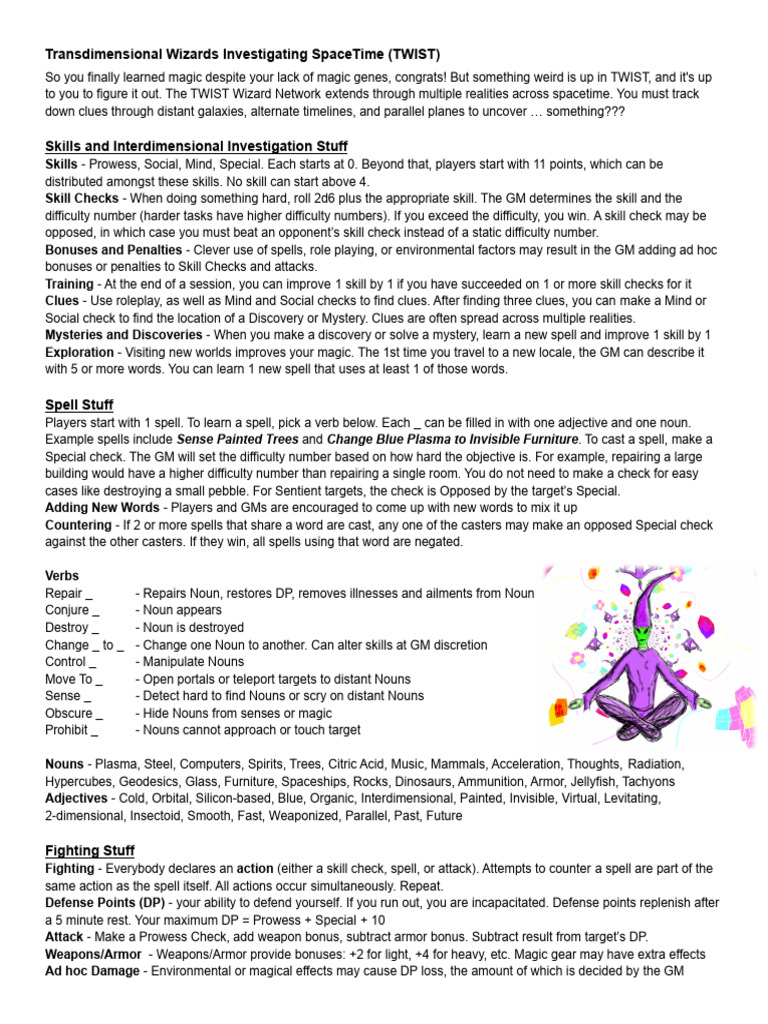 TWIST: Interdimensional Wizard RPG Guide | PDF | Noun