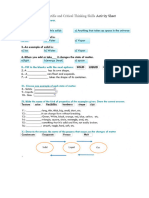 LS 2 Scientific and Critical Thinking Skills WORKSHEET