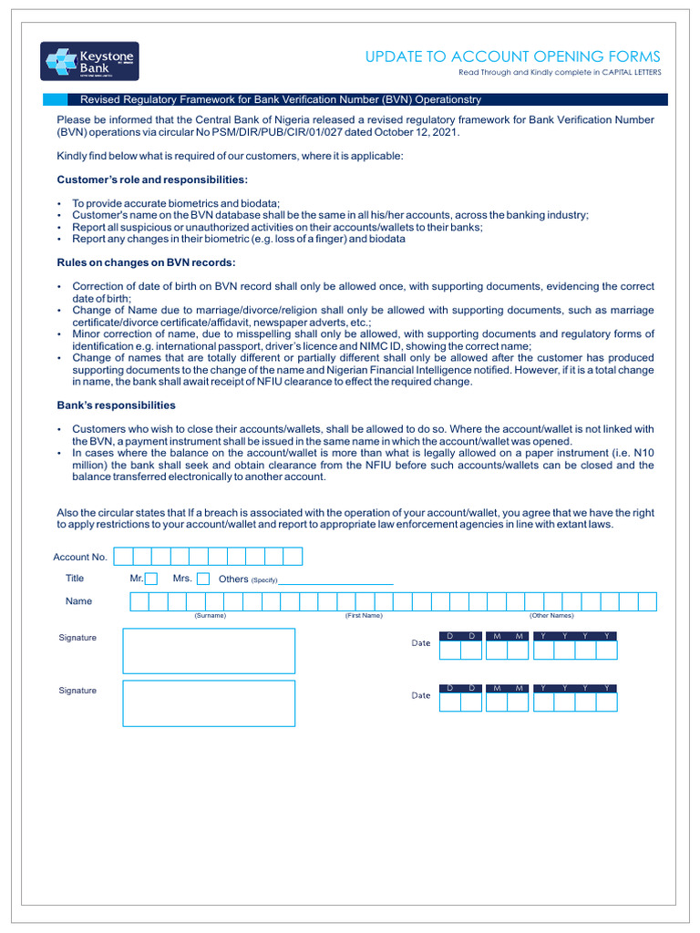 BVN Change of Name Guidelines | PDF | Banks | Identity Document