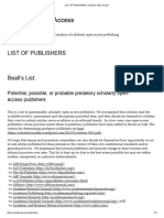 LIST OF PREDATORY PUBLISHERS - Scholarly Open Access