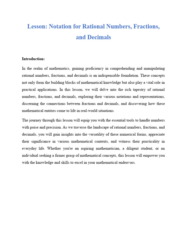 Rational Numbers: Notation and Conversion | PDF