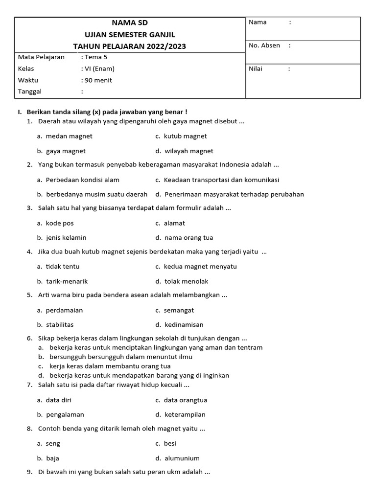 Panduan Lengkap Mengunduh Soal PAS Tematik Kelas 5 Semester 1: Persiapan Optimal untuk Evaluasi Akhir Tahun