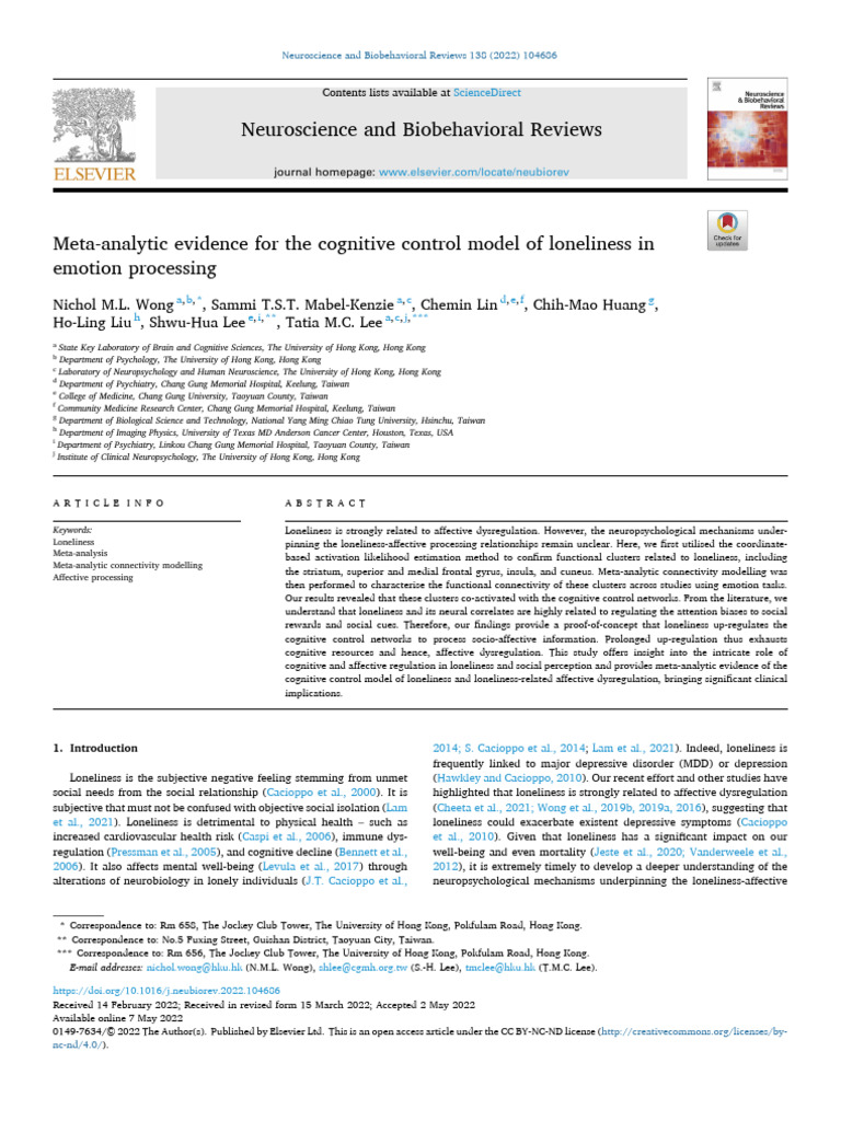 Meta Analytic Evidence For The Cognitive Control M - 2022 ...