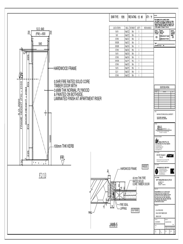 NTU Fire Rated Door Detail Drawing | PDF | Building Technology ...
