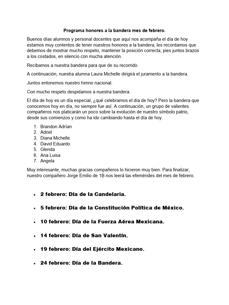 Efemérides Del Mes De Febrero Pdf