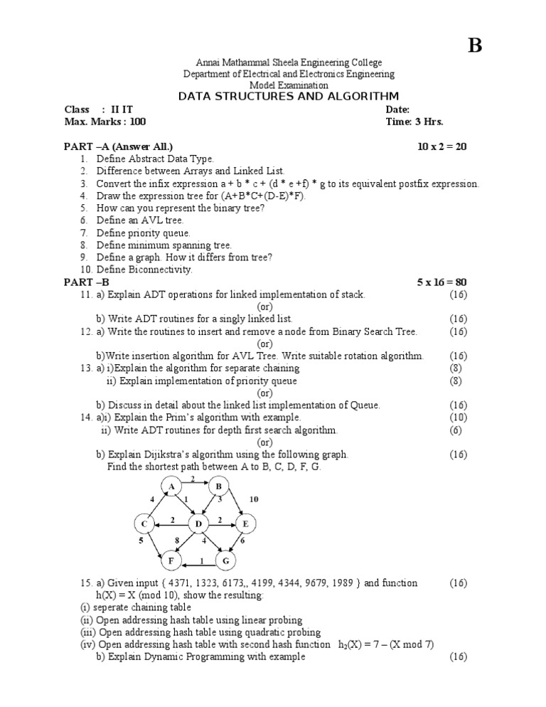 Data Structures & Algorithms Exam Guide | PDF | Computers | Technology ...