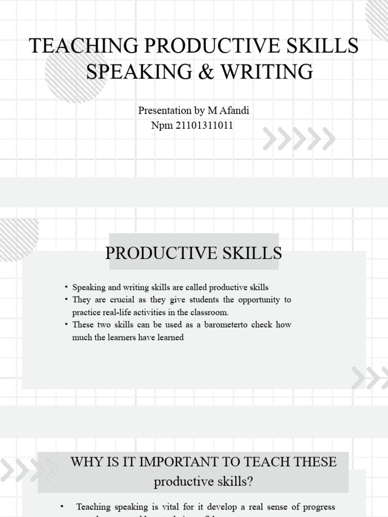 Teaching Speaking and Writing Skills | PDF | Question | English Language