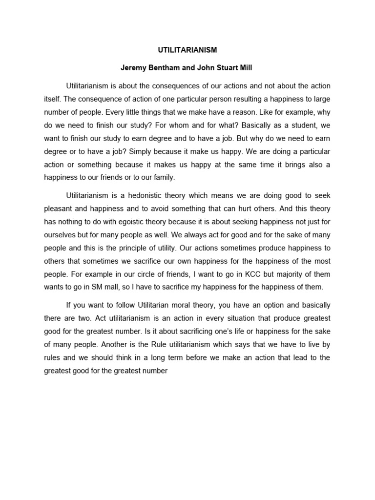 Utilitarianism by Jeremy Bentham and John Stuart Mill (Ethics) PDF